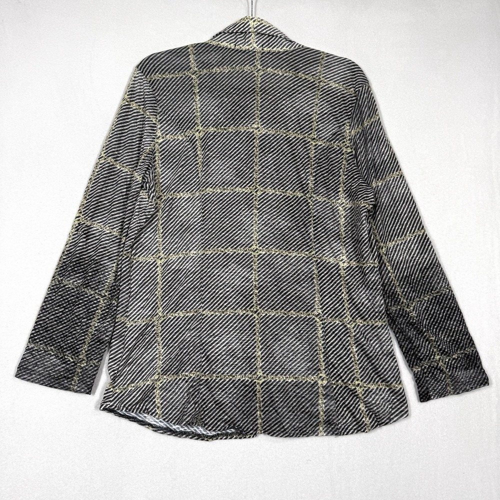 David Cline Top Womens XL Chain Stripe Snap Front Blouse Artsy‎ Preppy USA Made - Picture 5 of 13